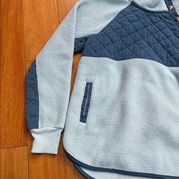 Abercrombie & Fitch Blue Snap-Front Fleece Quilt Chest Panel Tunic Size S - Picture 4 of 12